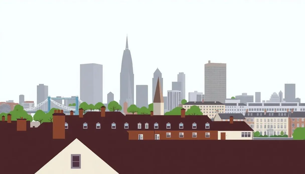 Illustration of London rooftops and skyline representing the boroughs we cover